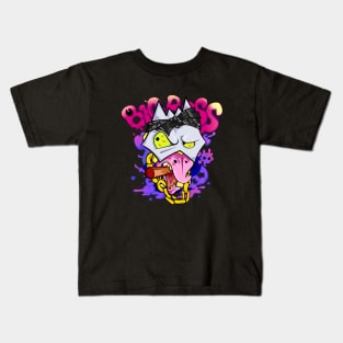 Dope Slluks chicken character is smoking a cigar illustration Kids T-Shirt